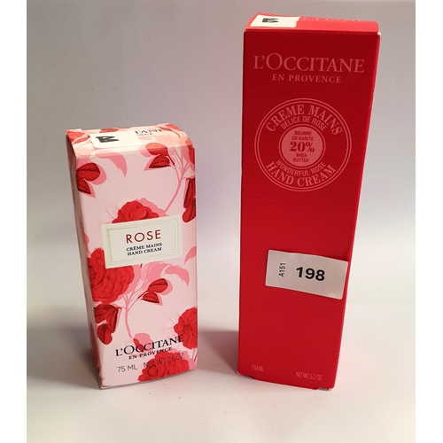 198 - NEW AND BOXED L'OCCITANE ROSE HAND CREAMS
one 150ml and the other 75ml