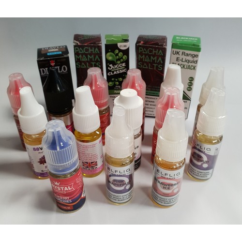 203 - NINETEEN BOTTLES OF E-CIGARETTE LIQUID
various makes and flavours, all 10ml
Note: you must be over t... 