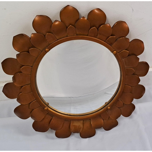 587 - VINTAGE SUNBURST CONVEX MIRROR
with petal effect frame, 38 x 38cm