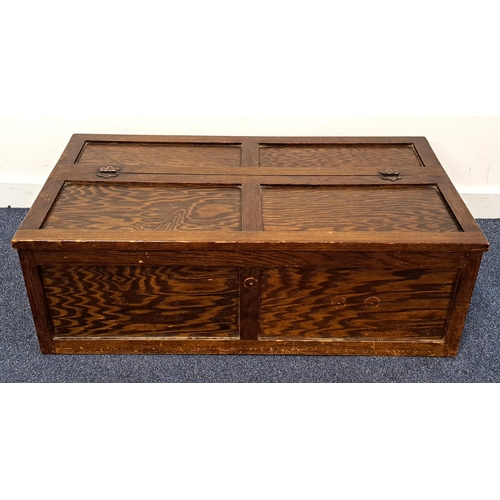 598 - LARGE OAK CHEST 
with copper hinges, 97 x 32 x 54cm