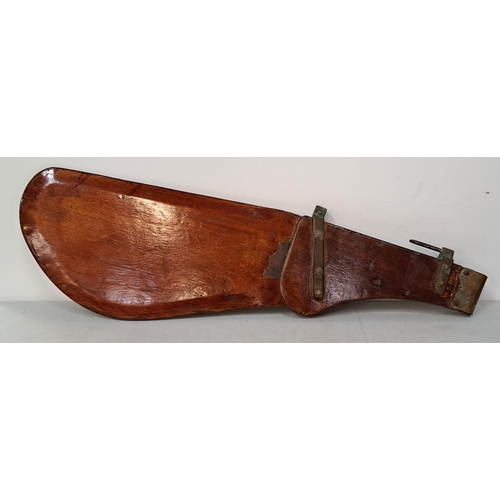 365 - MAHOGANY BOATS RUDDER
with brass mounts, 104cm long