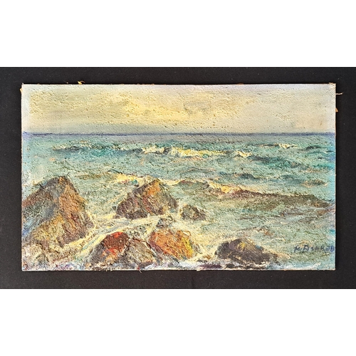 522 - NAPOLEON ALEKOV (BULGARIAN 1912 - 1998) 
Seascape, oil on board, signed in corner, 42 x 25cm, unfram... 