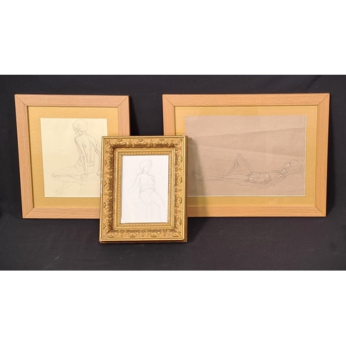 524 - PAUL CAMPBELL 'NUDE STUDIES'
pencil and chalk on paper, three studies framed and glazed (3)