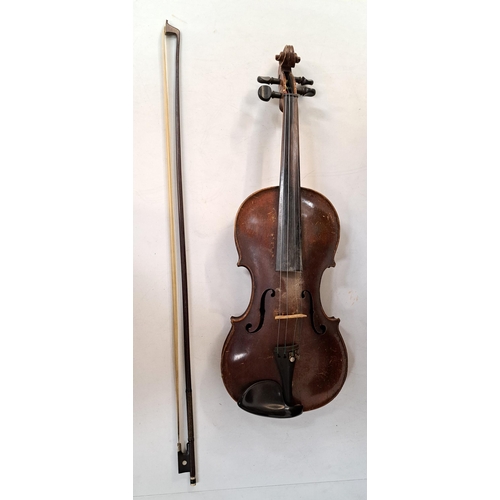 413 - A BAVARIAN VIOLIN, CIRCA 1900
labelled 'Jacobus Stainer ex Absam....' of a red brown colour, length ... 