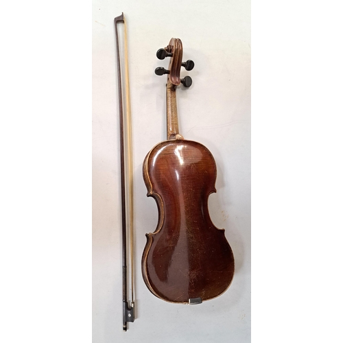 413 - A BAVARIAN VIOLIN, CIRCA 1900
labelled 'Jacobus Stainer ex Absam....' of a red brown colour, length ... 