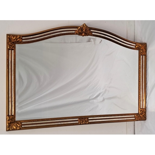 633 - LARGE GILT FRAMED OVERMANTEL MIRROR
the bevel edged mirror with further mirrored banding to the fram... 