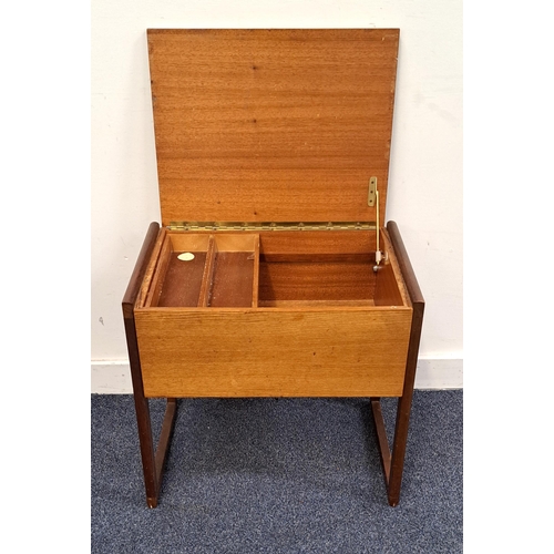 634 - MID CENTIRY TEAK SEWING BOX
the hinged top opening to reveal a lift out two compartment shelf, 52cm ... 