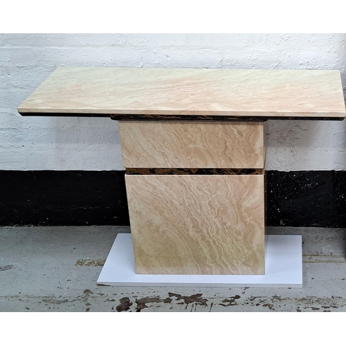 639 - TWO TONE MARBLE CONSOLE TABLE
the cream marble accented with darker grey/brown bands, the top 110cm ... 