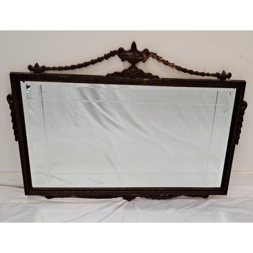 618 - CARVED NEOCLASSICAL STYLE WOODEN FRAMED WALL MIRROR
the bevel edged rectangular mirror with cut line... 