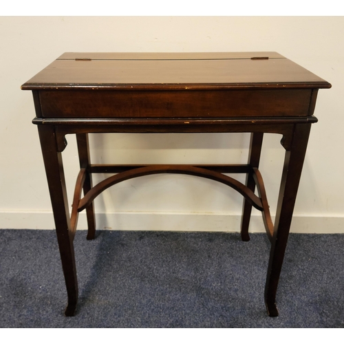 619 - VINTAGE FOLD OUT CHERRY WOOD DESK
with smooth brass mechanism for opening, with seven letter compart... 