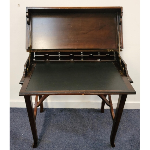 619 - VINTAGE FOLD OUT CHERRY WOOD DESK
with smooth brass mechanism for opening, with seven letter compart... 