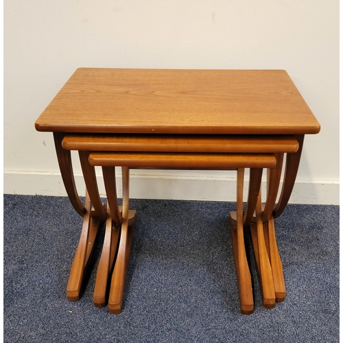 651 - NEST OF THREE MID CENTURY DESIGN TEAK NATHAN TABLES
Labelled Nathan to underside, the largest 61 x 5... 