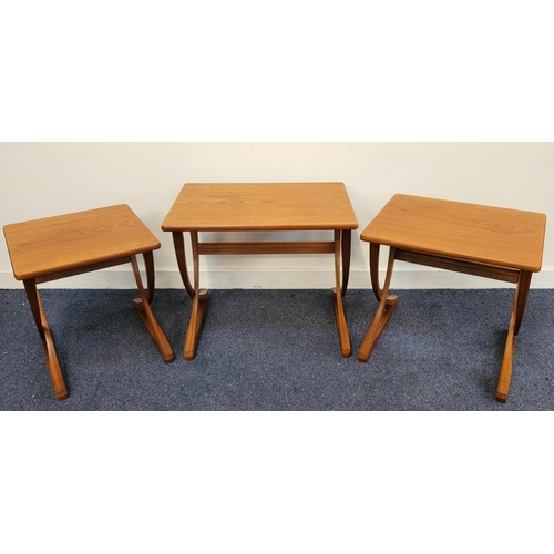 651 - NEST OF THREE MID CENTURY DESIGN TEAK NATHAN TABLES
Labelled Nathan to underside, the largest 61 x 5... 