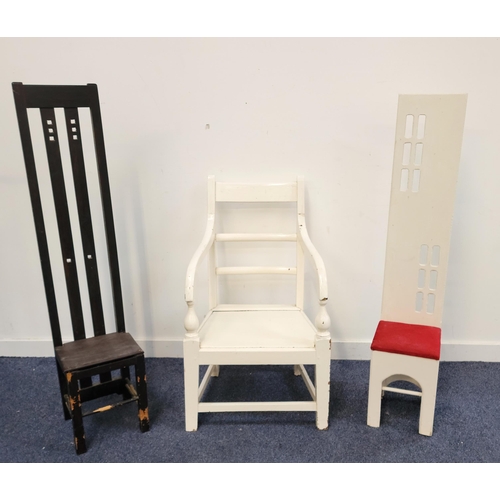 652 - A GROUP OF CHAIRS WITH RETRO TELEPHONE TABLE
including two Mackintosh inspired childrens chairs, a p... 