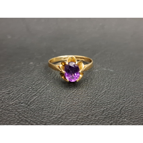 23 - AMETHYST SINGLE STONE RING
the oval cut amethyst approximately 1ct, on nine carat gold shank, ring s... 