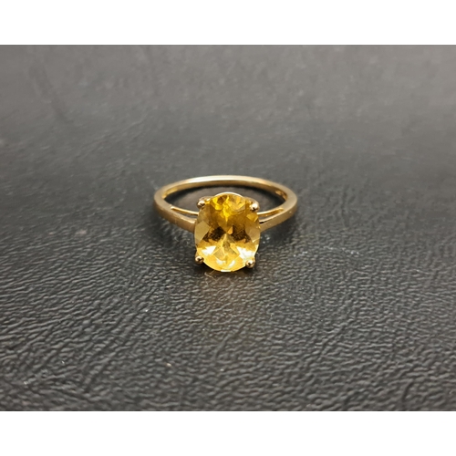 85 - CITRINE SINGLE STONE DRESS RING
the oval cut citrine approximately 2cts, on nine carat gold shank, r... 