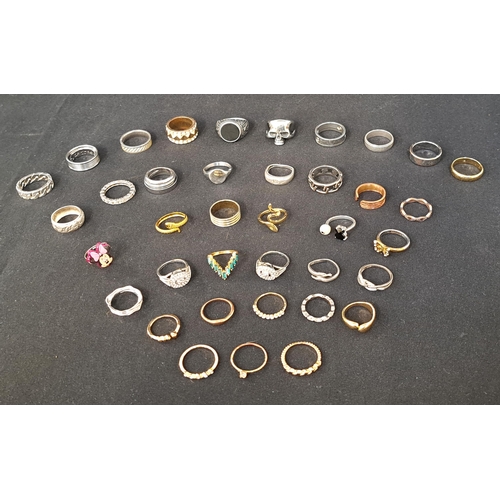 110 - SELECTION OF SILVER AND OTHER RINGS
including statement rings, crystal and pearl set examples, etc.