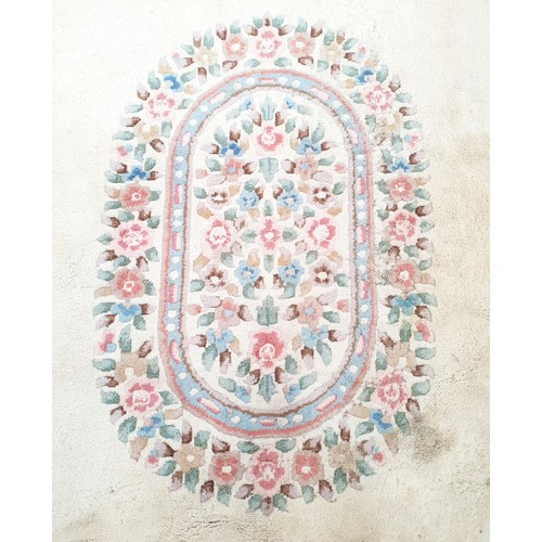 625 - LARGE AUBOSSON STYLE WOOLEN CARPET
on cream ground with floral motifs, 358 x 270cm