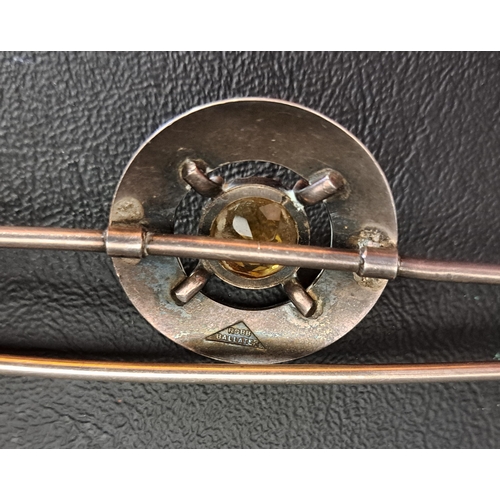 31 - CITRINE SET SILVER KILT PIN BY ROBB BALLATER
the long pin mounted to the centre with a round cut cit... 