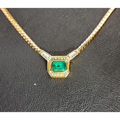 40 - CHRISTIAN DIOR 1980s GRIPOIX GREEN AND CLEAR CRYSTAL NECKLACE
in gilt metal