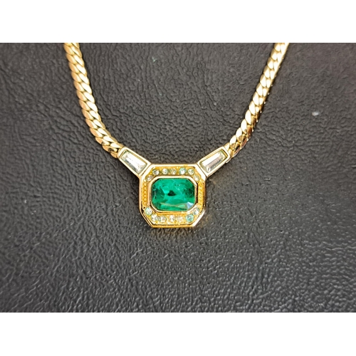 40 - CHRISTIAN DIOR 1980s GRIPOIX GREEN AND CLEAR CRYSTAL NECKLACE
in gilt metal