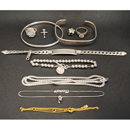 127 - SELECTION OF SILVER JEWELLERY
including two bangles, an identity bracelet, a Ralph Lauren silver bal... 