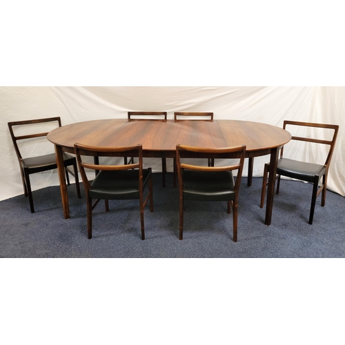 582 - MID CENTURY JOHANNES ANDERSEN FOR BERNHARD PEDERSEN & SON OF DENMARK ROSEWOOD EXTENDING DINING TABLE... 