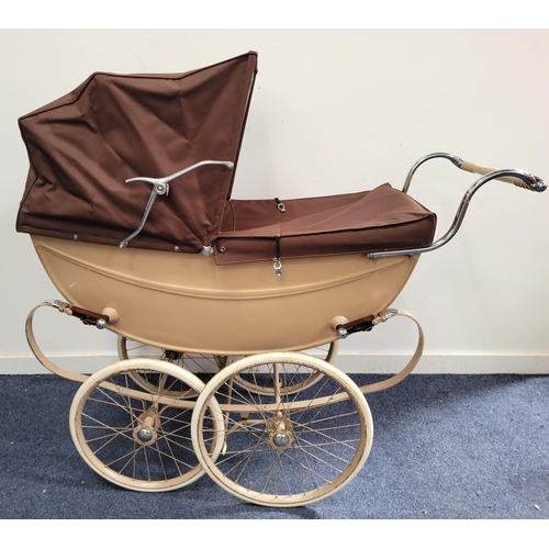 395 - VINTAGE SILVER CROSS PRAM
circa 1930s, believed to be the 'Dorchester' (D Model size), in beige and ... 