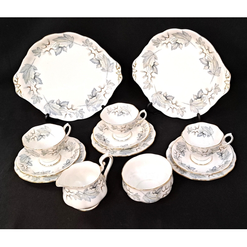 203 - ROYAL ALBERT 'SILVER MAPLE' PART TEA SET comprising of twelve side plates, two cake plates, twelve s... 