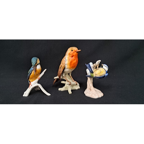 266 - THREE GOEBEL BIRD ORNAMENTS
comprising a blue Titmouse, a Robin and a Common Kingfisher, the largest... 