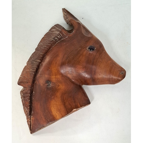 307 - LARGE OAK WOODEN CARVED HORSE HEAD
in profile, 55cm long