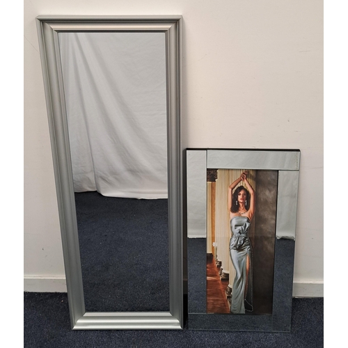 626 - FULL LENGTH IKEA MIRROR
with light grey metal frame 141 x 50cm; together with a contemporary bejewel... 