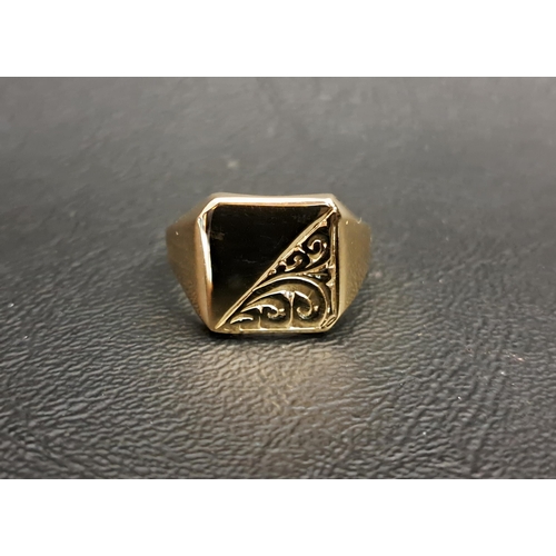 152 - NEW NINE CARAT GOLD SIGNET RING
with engraved scroll detail, ring size T-U and approximately 7.1 gra... 