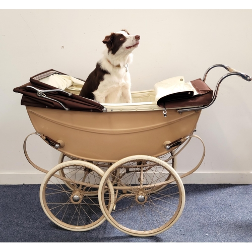 395 - VINTAGE SILVER CROSS PRAM
circa 1930s, believed to be the 'Dorchester' (D Model size), in beige and ... 