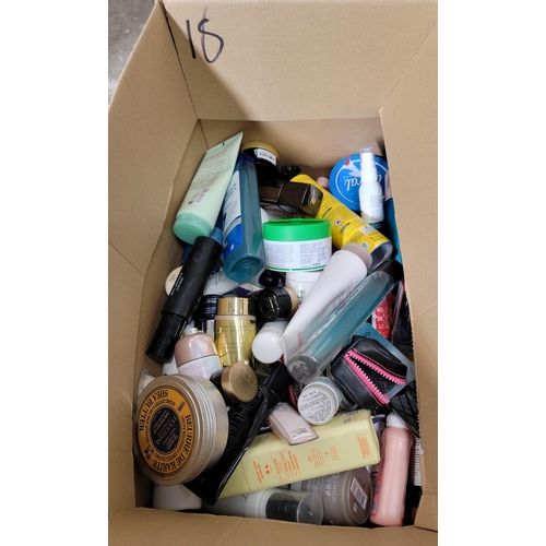 18 - ONE BOX OF TOILETRIES AND COSMETICS
including Chanel, Dior, Hugo Boss, L'Occitane, La Prairie Essenc... 