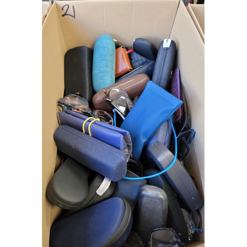 21 - ONE BOX OF SUNGLASSES AND GLASSES
branded and unbranded.
Note: some sunglasses may also contain pres... 