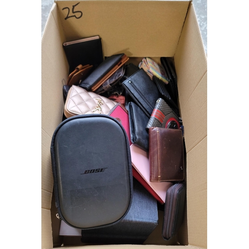 25 - ONE BOX OF PURSES, WALLETS AND PROTECTIVE CASES
branded and unbranded, the protective cases includin... 