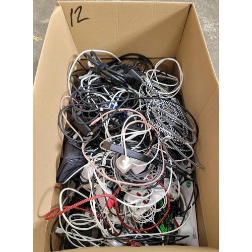 12 - ONE BOX OF CABLES AND CHARGERS
including three power banks