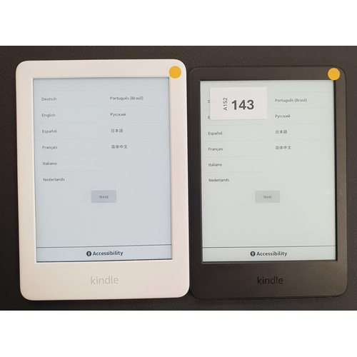 TWO AMAZON KINDLE BASIC E-READERS
comprising Basic 4, serial number G092 AP05 4045 02J5 and a white Basic 3, serial number G090 WH05 9124 04NM (2)
Note: It is the buyer's responsibility to make all necessary checks prior to bidding to establish if the device is blacklisted/ blocked/ reported lost. Any checks made by Mulberry Bank Auctions will be detailed in the description. Please Note - No refunds will be given if a unit is sold and is subsequently discovered to be blacklisted or blocked etc.