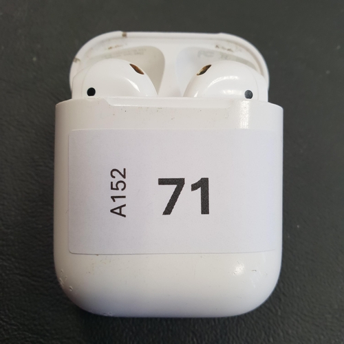 71 - PAIR OF APPLE AIRPODS 
in Lightning charging case
Note: earbud model numbers not visible as too worn... 