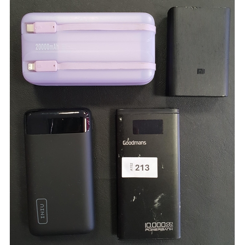 213 - SELECTION OF FOUR POWERBANKS
including Goodmans and Inui (4)