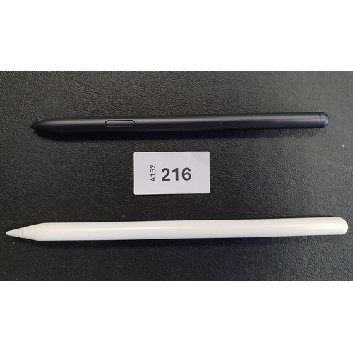 216 - APPLE PENCIL 2ND GENERATION
together with a Samsung stylus pencil