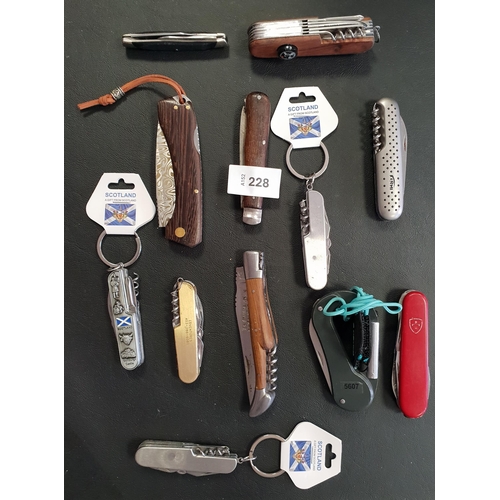 228 - TWELVE SWISS ARMY KNIVES, PEN KNIVES AND MULTI-TOOLS
of various sizes and designs
Note: You must be ... 