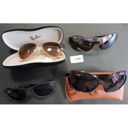 239 - FOUR PAIRS OF RAY-BAN SUNGLASSES
two pairs with cases