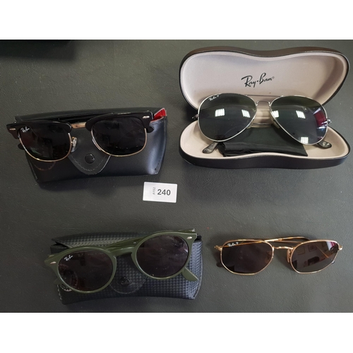 240 - FOUR PAIRS OF RAY-BAN SUNGLASSES
three pairs with cases