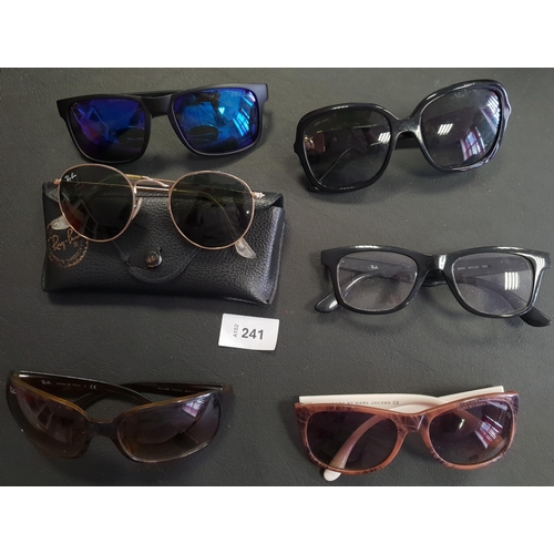 241 - FIVE PAIRS OF DESIGNER SUNGLASSES
comprising Jimmy Choo, 2x Ray-Ban, Prada and Marc Jacobs; together... 