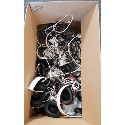 ONE BOX OF CABLES AND HEADPHONES
including in ear and on ear headphones