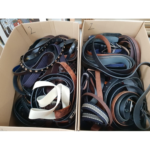 TWO BOXES OF LADIES AND GENTS BELTS