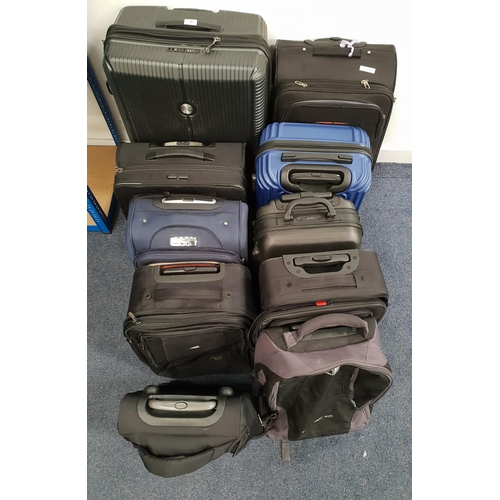 SELECTION OF TEN SUITCASES 
including Karrimor, Easy Trip, Verage, Targus, United Colors of Benneton, etc.
Note: Suitcases and bags are empty