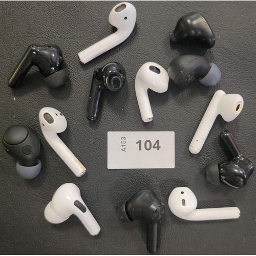 104 - SELECTION OF THIRTEEN LOOSE EARBUDS
including Apple and Sony (13)